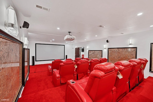 cinema room featuring carpet