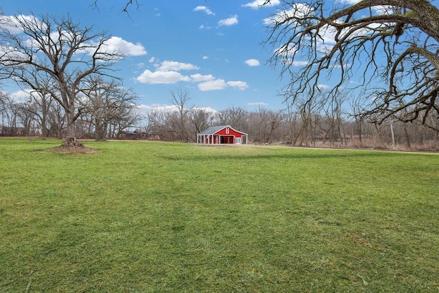 view of yard with an outdoor structure