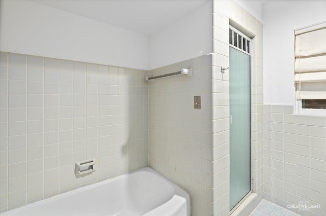 bathroom with independent shower and bath