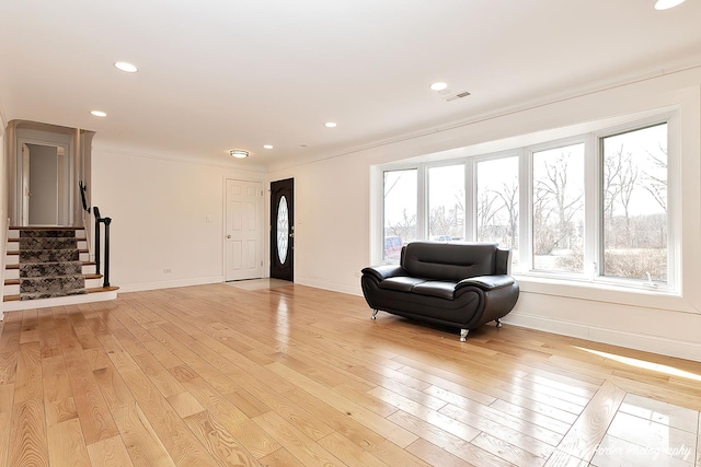 living area featuring light wood-type flooring