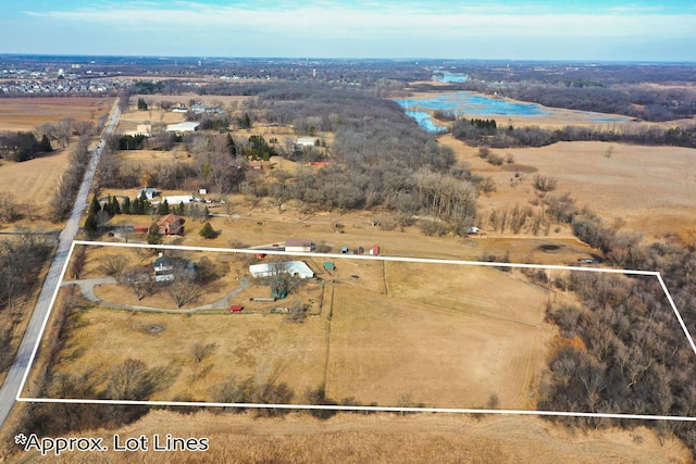 bird's eye view with a rural view