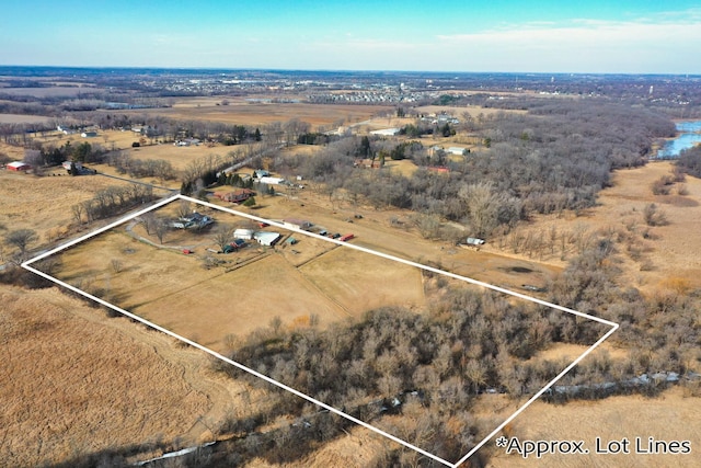 aerial view with a rural view