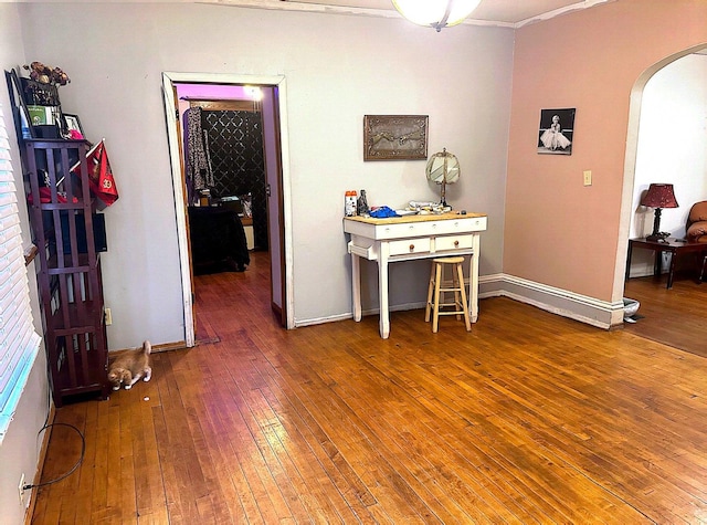 interior space with hardwood / wood-style floors