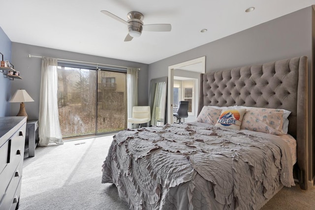 bedroom featuring a ceiling fan and carpet flooring