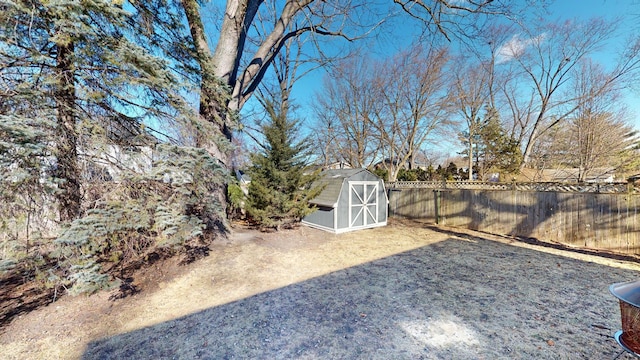 view of yard with a shed