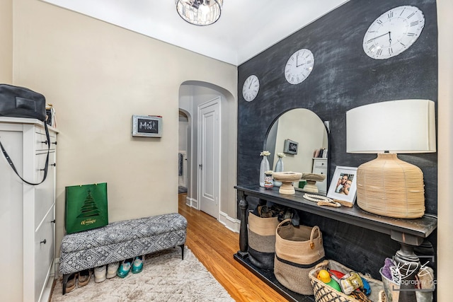 living area featuring wood-type flooring