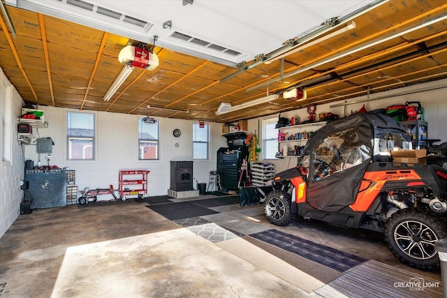 garage with a garage door opener