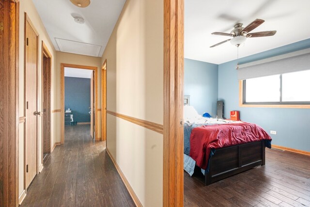 corridor with dark hardwood / wood-style floors