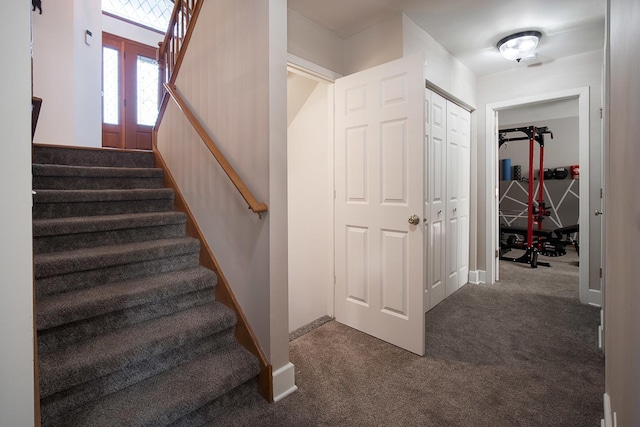 staircase with carpet