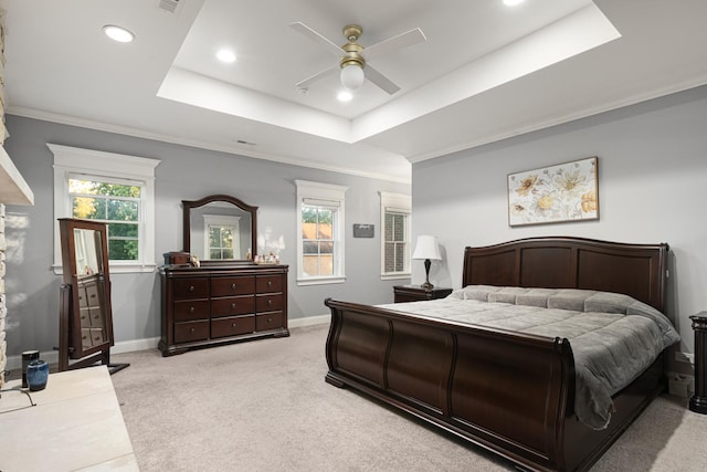 326 E Central Rd, Arlington Heights, IL 60005 - bedroom with multiple windows, ceiling fan, a raised ceiling, and light carpet