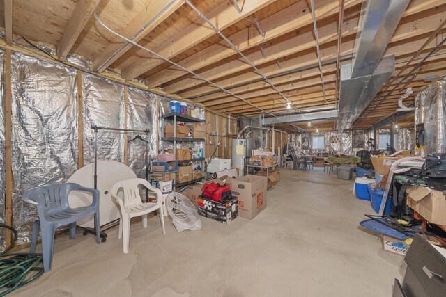 basement with water heater