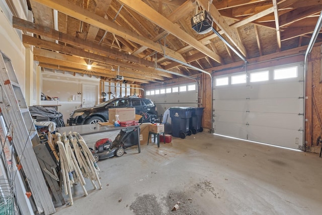 garage with a garage door opener