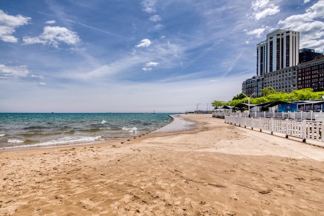 property view of water with a beach view