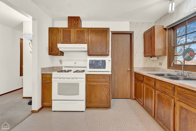 kitchen with sink and white appliances