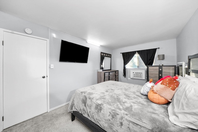 carpeted bedroom featuring cooling unit