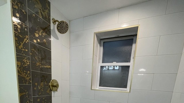 interior details featuring a shower