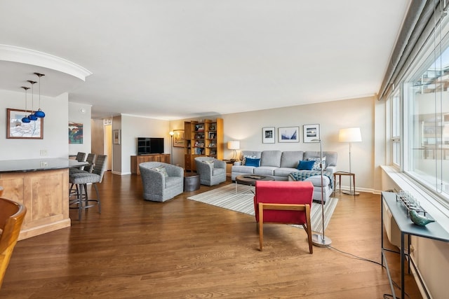 living room with hardwood / wood-style floors