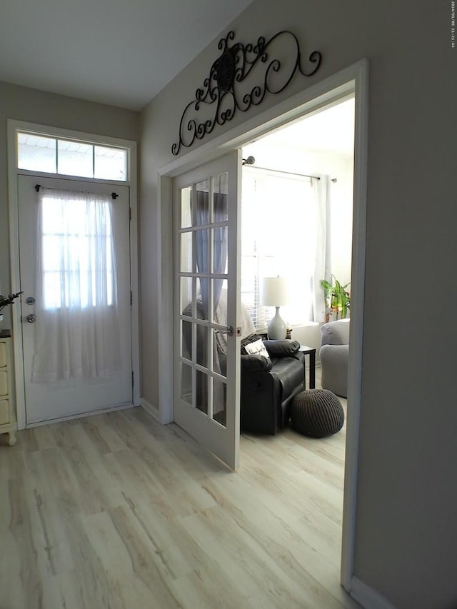 doorway to outside featuring light hardwood / wood-style flooring