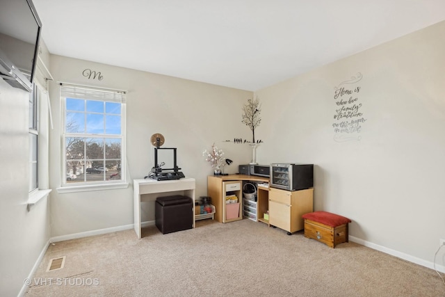 office area with carpet flooring