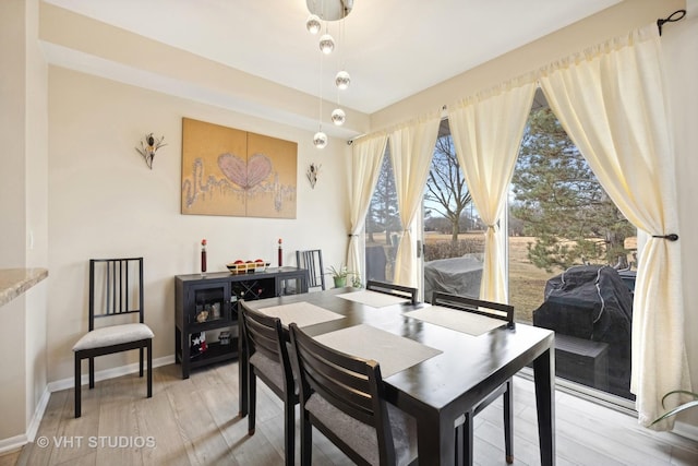 dining space featuring light hardwood / wood-style flooring