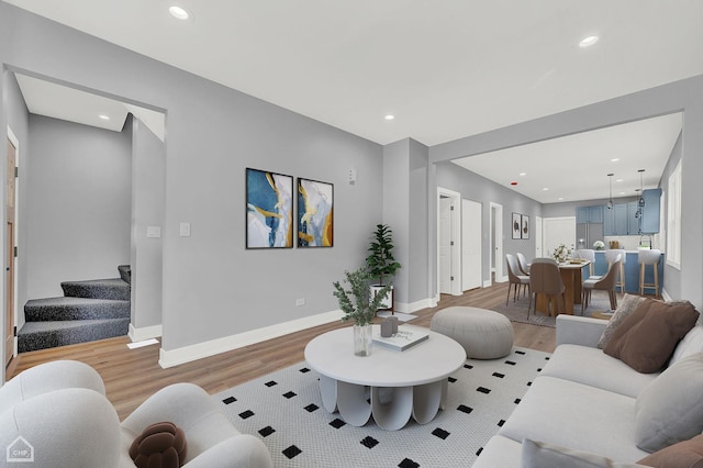 living room featuring light hardwood / wood-style flooring