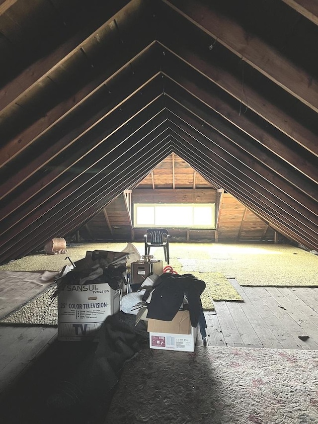 view of unfinished attic