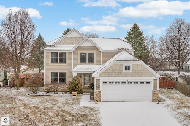 view of front of house with a garage