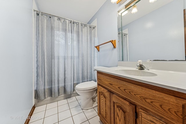 bathroom with tile patterned flooring, vanity, and toilet