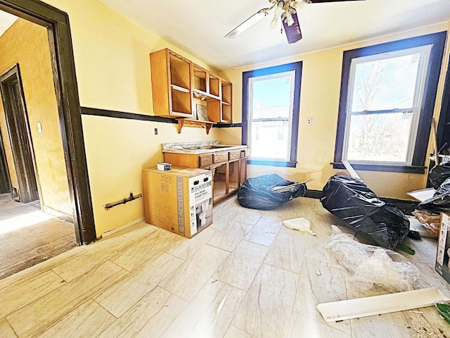 kitchen with ceiling fan