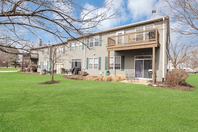 2574 Golf Ridge Cir, Naperville, IL 60563 - rear view of house featuring a lawn and a balcony