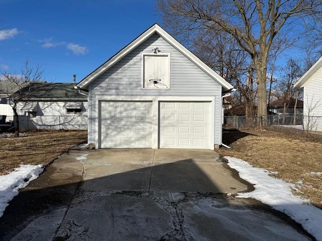 view of snow covered garage