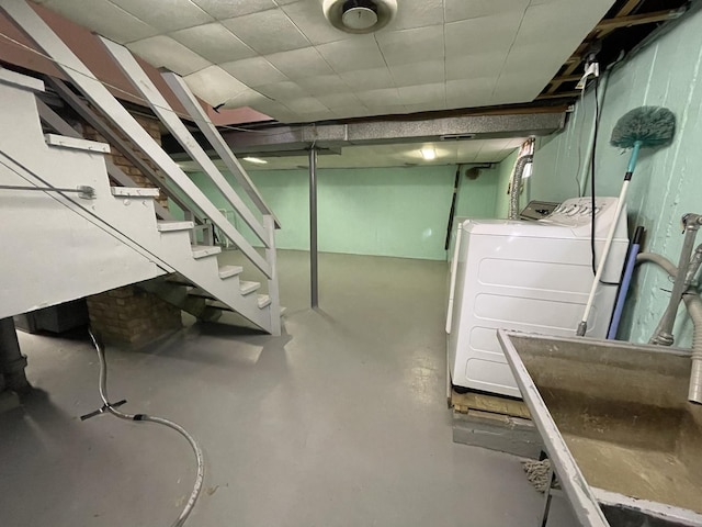 basement with independent washer and dryer