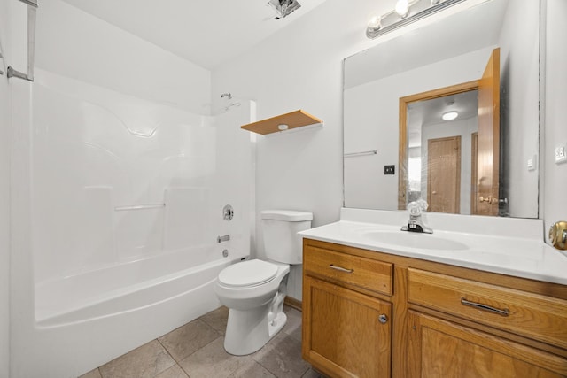 full bathroom featuring tile patterned flooring, vanity, toilet, and shower / bath combination