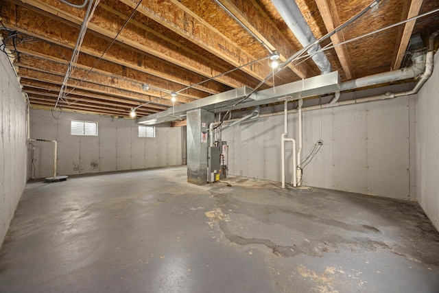 basement with heating unit