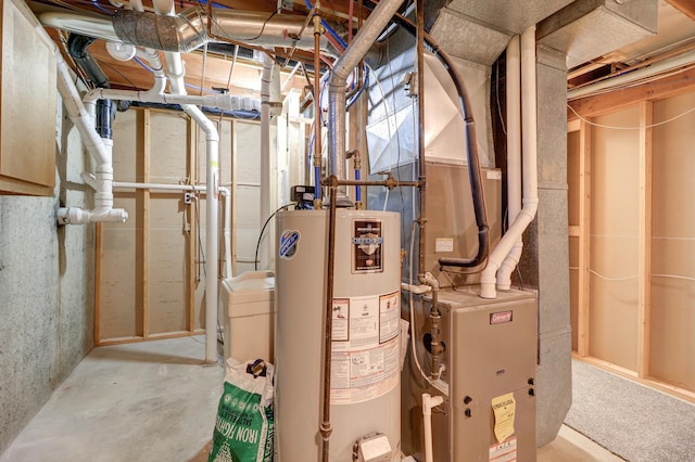 utility room with gas water heater