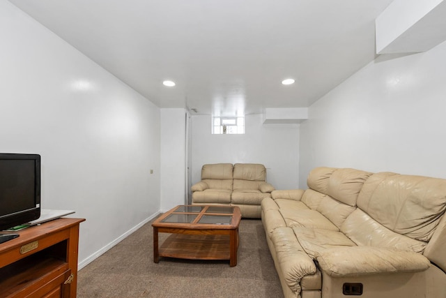 living room with carpet flooring