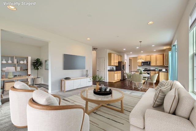 living room with light wood-type flooring