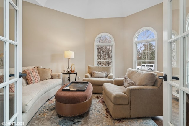 living room with wood-type flooring