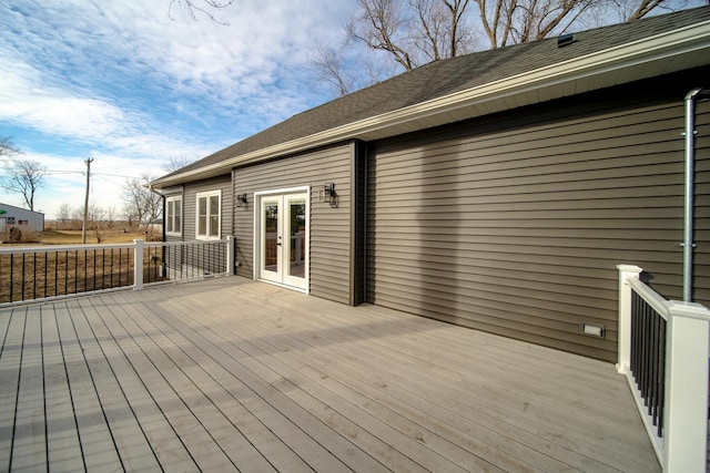 wooden terrace with french doors