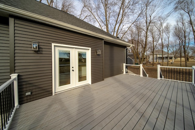 wooden terrace with french doors