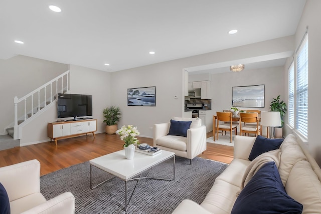 living room with hardwood / wood-style floors