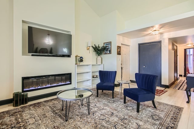 living room with hardwood / wood-style floors