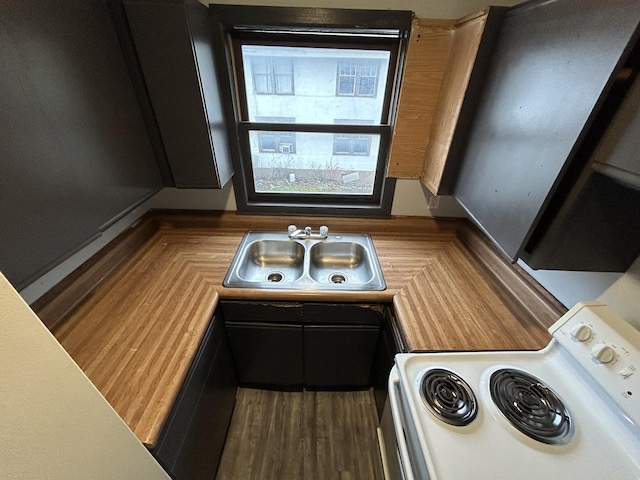 kitchen featuring sink, black dishwasher, and white electric range oven