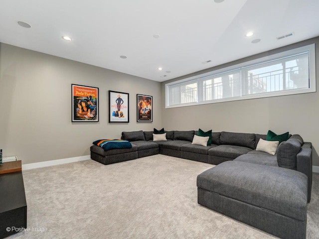 living room with carpet