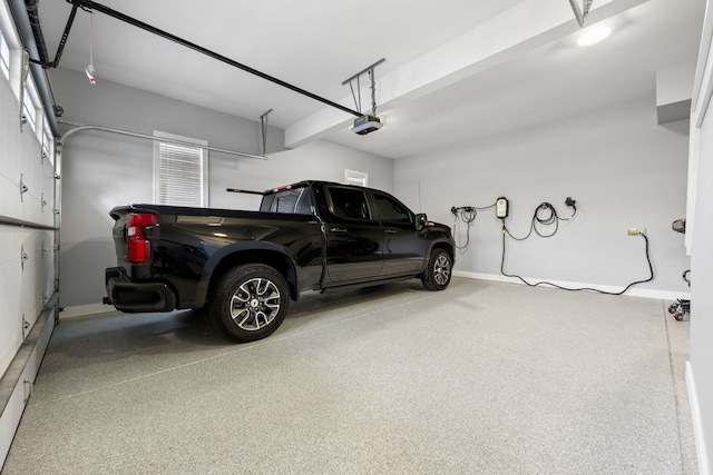 garage with a garage door opener