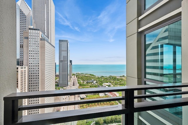 balcony with a water view