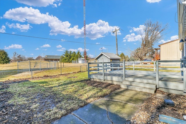 view of yard with a deck