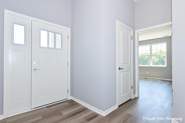 foyer with light hardwood / wood-style flooring