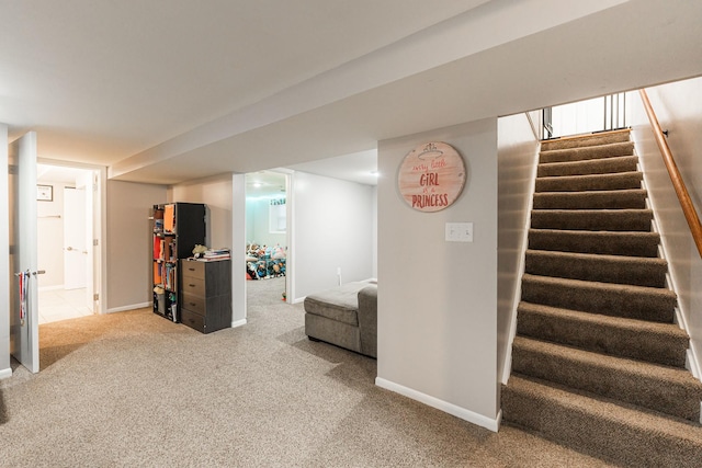 basement with carpet floors