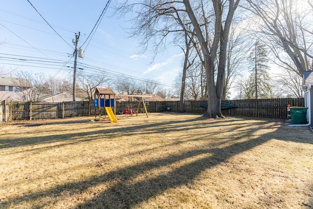 view of yard with a playground